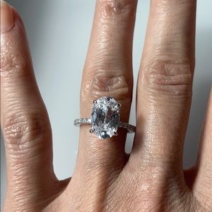 Oval cruelty free Diamond+Engagement Ring+Halo+Wedding+4k plus+Bachelore…